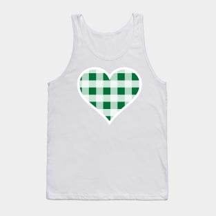 Forest Green and White Buffalo Plaid Heart Tank Top